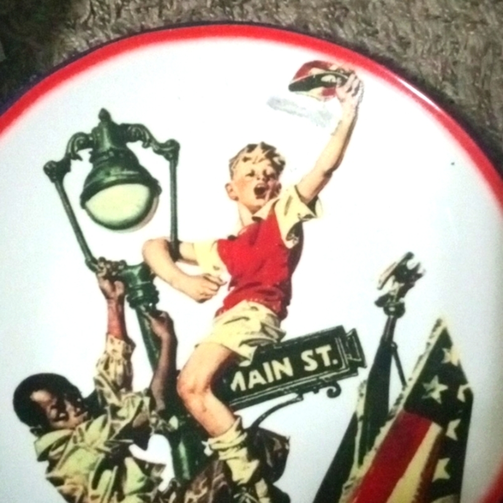 Norman Rockwell boys watching parade plate